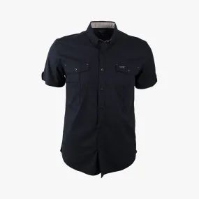 Chemise noire 2 poches poitrine