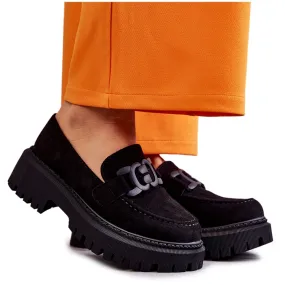 FB2 Richelieus pour femmes en daim avec décoration Leeza noire le noir