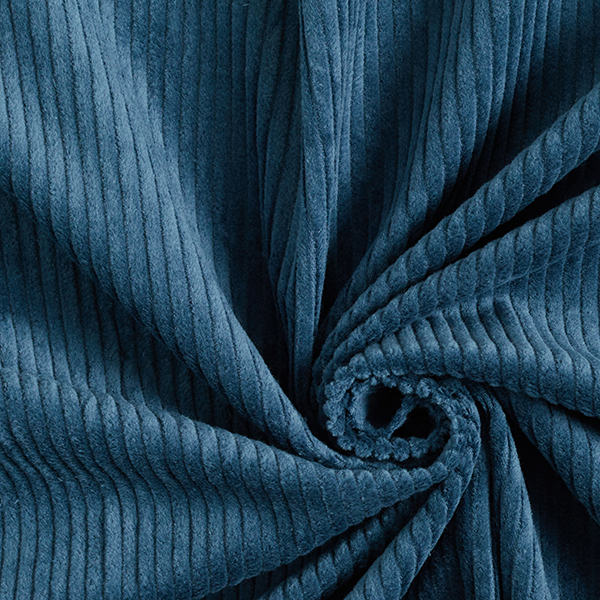 Velours côtelé large prélavé Uni – bleu acier